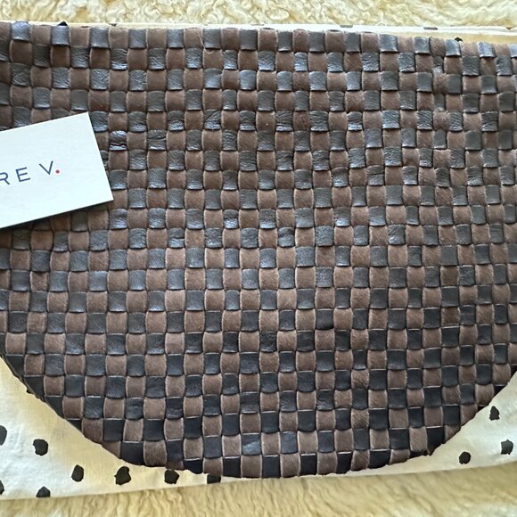 Clare V Grand Fanny Leather & Suede Woven Checker in Black/Chocolate NWT - Picture 6 of 12